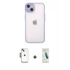 MARSİLYAN™- iPhone 14 Kılıf Ahenk Çizgi Serisi - Şeffaf Pasifik Cam Ekran Koruyucu + Shine Kamera Lens - SH
