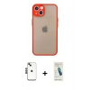MARSİLYAN™- iPhone 14 Kılıf Ahenk Çizgi Serisi - Şeffaf Pasifik Cam Ekran Koruyucu + Shine Kamera Lens - SH