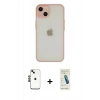 MARSİLYAN™- iPhone 14 Kılıf Ahenk Çizgi Serisi - Şeffaf Pasifik Cam Ekran Koruyucu + Shine Kamera Lens - SH
