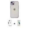 MARSİLYAN™- iPhone 14 Kılıf Ahenk Çizgi Serisi - Şeffaf Pasifik Cam Ekran Koruyucu + Shine Kamera Lens - SH