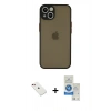 MARSİLYAN™- iPhone 14 Kılıf Ahenk Çizgi Serisi - Şeffaf Royal Nano Ekran Koruyucu + Diamond Kamera Lens - KI