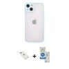 MARSİLYAN™- iPhone 14 Kılıf Ahenk Çizgi Serisi - Şeffaf Royal Nano Ekran Koruyucu + Diamond Kamera Lens - KI