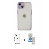 MARSİLYAN™- iPhone 14 Kılıf Ahenk Çizgi Serisi - Şeffaf Royal Nano Ekran Koruyucu + Shine Kamera Lens - GI