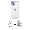 MARSİLYAN™- iPhone 14 Kılıf Ahenk Çizgi Serisi - Şeffaf Royal Nano Ekran Koruyucu + Shine Kamera Lens - GI