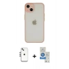 MARSİLYAN™- iPhone 14 Kılıf Ahenk Çizgi Serisi - Şeffaf Royal Nano Ekran Koruyucu + Shine Kamera Lens - GS