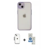 MARSİLYAN™- iPhone 14 Kılıf Ahenk Çizgi Serisi - Şeffaf Royal Nano Ekran Koruyucu + Shine Kamera Lens - GS
