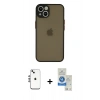MARSİLYAN™- iPhone 14 Kılıf Ahenk Çizgi Serisi - Şeffaf Royal Nano Ekran Koruyucu + Shine Kamera Lens - GS