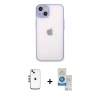 MARSİLYAN™- iPhone 14 Kılıf Ahenk Çizgi Serisi - Şeffaf Royal Nano Ekran Koruyucu + Shine Kamera Lens - GS