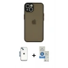 MARSİLYAN™- iPhone 14 Kılıf Ahenk Çizgi Serisi - Şeffaf Royal Nano Ekran Koruyucu + Shine Kamera Lens - MI