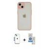MARSİLYAN™- iPhone 14 Kılıf Ahenk Çizgi Serisi - Şeffaf Royal Nano Ekran Koruyucu + Shine Kamera Lens - MI