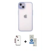 MARSİLYAN™- iPhone 14 Kılıf Ahenk Çizgi Serisi - Şeffaf Royal Nano Ekran Koruyucu + Shine Kamera Lens - KI
