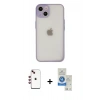 MARSİLYAN™- iPhone 14 Kılıf Ahenk Çizgi Serisi - Şeffaf Royal Nano Ekran Koruyucu + Shine Kamera Lens - KI