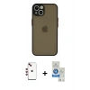 MARSİLYAN™- iPhone 14 Kılıf Ahenk Çizgi Serisi - Şeffaf Royal Nano Ekran Koruyucu + Shine Kamera Lens - KI
