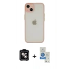 MARSİLYAN™- iPhone 14 Kılıf Ahenk Çizgi Serisi - Şeffaf Royal Nano Ekran Koruyucu + PVD Metal Kamera Lens - TU
