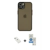 MARSİLYAN™- iPhone 14 Kılıf Ahenk Çizgi Serisi - Şeffaf Royal Nano Ekran Koruyucu + Diamond Kamera Lens - YL
