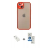 MARSİLYAN™- iPhone 14 Kılıf Ahenk Çizgi Serisi - Şeffaf Royal Nano Ekran Koruyucu + Diamond Kamera Lens - YL