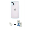 MARSİLYAN™- iPhone 14 Kılıf Ahenk Çizgi Serisi - Şeffaf Royal Nano Ekran Koruyucu + Diamond Kamera Lens - YL