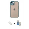 MARSİLYAN™- iPhone 14 Kılıf Ahenk Çizgi Serisi - Şeffaf Royal Nano Ekran Koruyucu + Diamond Kamera Lens - YL