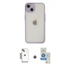 MARSİLYAN™- iPhone 14 Kılıf Ahenk Çizgi Serisi - Şeffaf Royal Nano Ekran Koruyucu + Shine Kamera Lens - YL