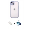 MARSİLYAN™- iPhone 14 Kılıf Ahenk Çizgi Serisi - Siyah 3D Antistatik Cam Ekran Koruyucu + Diamond Kamera Lens - KI