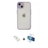 MARSİLYAN™- iPhone 14 Kılıf Ahenk Çizgi Serisi - Siyah 3D Antistatik Cam Ekran Koruyucu + Diamond Kamera Lens - PE