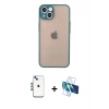MARSİLYAN™- iPhone 14 Kılıf Ahenk Çizgi Serisi - Siyah 3D Antistatik Cam Ekran Koruyucu + Shine Kamera Lens - MI