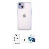 MARSİLYAN™- iPhone 14 Kılıf Ahenk Çizgi Serisi - Siyah 3D Antistatik Cam Ekran Koruyucu + Shine Kamera Lens - MI