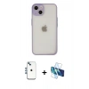 MARSİLYAN™- iPhone 14 Kılıf Ahenk Çizgi Serisi - Siyah 3D Antistatik Cam Ekran Koruyucu + Shine Kamera Lens - MI
