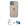 MARSİLYAN™- iPhone 14 Kılıf Ahenk Çizgi Serisi - Siyah 3D Antistatik Cam Ekran Koruyucu + Shine Kamera Lens - YL