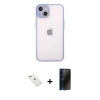 MARSİLYAN™- iPhone 14 Kılıf Ahenk Çizgi Serisi - Siyah 3D Antistatik Hayalet Cam Ekran Koruyucu + Diamond Kamera Lens - PE