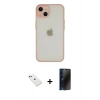 MARSİLYAN™- iPhone 14 Kılıf Ahenk Çizgi Serisi - Siyah 3D Antistatik Hayalet Cam Ekran Koruyucu + Diamond Kamera Lens - YL
