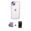 MARSİLYAN™- iPhone 14 Kılıf Ahenk Çizgi Serisi - Siyah 3D Antistatik Hayalet Cam Ekran Koruyucu + Raze Metal Kamera Lens - MR