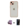 MARSİLYAN™- iPhone 14 Kılıf Ahenk Çizgi Serisi - Siyah 3D Antistatik Hayalet Cam Ekran Koruyucu + Raze Metal Kamera Lens - KI