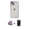 MARSİLYAN™- iPhone 14 Kılıf Ahenk Çizgi Serisi - Siyah 3D Antistatik Hayalet Cam Ekran Koruyucu + Raze Metal Kamera Lens - MR