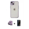 MARSİLYAN™- iPhone 14 Kılıf Ahenk Çizgi Serisi - Siyah 3D Antistatik Hayalet Cam Ekran Koruyucu + Raze Metal Kamera Lens - GS