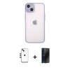 MARSİLYAN™- iPhone 14 Kılıf Ahenk Çizgi Serisi - Siyah 3D Antistatik Hayalet Cam Ekran Koruyucu + Shine Kamera Lens - GD