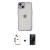 MARSİLYAN™- iPhone 14 Kılıf Ahenk Çizgi Serisi - Siyah 3D Antistatik Hayalet Cam Ekran Koruyucu + Shine Kamera Lens - YL