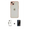 MARSİLYAN™- iPhone 14 Kılıf Ahenk Çizgi Serisi - Siyah 3D Antistatik Hayalet Cam Ekran Koruyucu + Shine Kamera Lens - GD