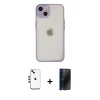 MARSİLYAN™- iPhone 14 Kılıf Ahenk Çizgi Serisi - Siyah 3D Antistatik Hayalet Cam Ekran Koruyucu + Shine Kamera Lens - GD