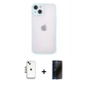 MARSİLYAN™- iPhone 14 Kılıf Ahenk Çizgi Serisi - Siyah 3D Antistatik Hayalet Cam Ekran Koruyucu + Shine Kamera Lens - GI