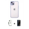 MARSİLYAN™- iPhone 14 Kılıf Ahenk Çizgi Serisi - Siyah 3D Antistatik Hayalet Cam Ekran Koruyucu + Shine Kamera Lens - YL
