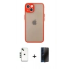 MARSİLYAN™- iPhone 14 Kılıf Ahenk Çizgi Serisi - Siyah 3D Antistatik Hayalet Cam Ekran Koruyucu + Shine Kamera Lens - YL