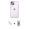 MARSİLYAN™- iPhone 14 Kılıf Ahenk Çizgi Serisi - Siyah Bilvis 3D Cam Ekran Koruyucu + Diamond Kamera Lens - KI