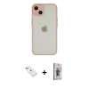 MARSİLYAN™- iPhone 14 Kılıf Ahenk Çizgi Serisi - Siyah Bilvis 3D Cam Ekran Koruyucu + Diamond Kamera Lens - KI