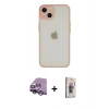 MARSİLYAN™- iPhone 14 Kılıf Ahenk Çizgi Serisi - Siyah Bilvis 3D Cam Ekran Koruyucu + Raze Metal Kamera Lens - GS