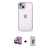 MARSİLYAN™- iPhone 14 Kılıf Ahenk Çizgi Serisi - Siyah Bilvis 3D Cam Ekran Koruyucu + Raze Metal Kamera Lens - GS