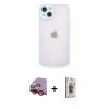 MARSİLYAN™- iPhone 14 Kılıf Ahenk Çizgi Serisi - Siyah Bilvis 3D Cam Ekran Koruyucu + Raze Metal Kamera Lens - KI