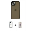 MARSİLYAN™- iPhone 14 Kılıf Ahenk Çizgi Serisi - Siyah Bilvis 3D Cam Ekran Koruyucu + Shine Kamera Lens - MI