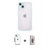MARSİLYAN™- iPhone 14 Kılıf Ahenk Çizgi Serisi - Siyah Bilvis 3D Cam Ekran Koruyucu + Shine Kamera Lens - MI