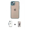 MARSİLYAN™- iPhone 14 Kılıf Ahenk Çizgi Serisi - Siyah Bilvis 3D Cam Ekran Koruyucu + Shine Kamera Lens - MI